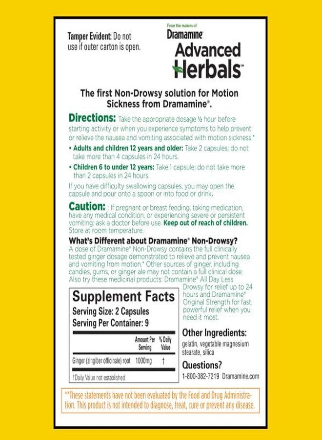 درامامين كبسولات درامين الطبيعية غير المسببة للنعاس مع الزنجبيل لتخفيف دوار الحركة - 18 قرصًا (عبوة من 6 أقراص) - Image 3